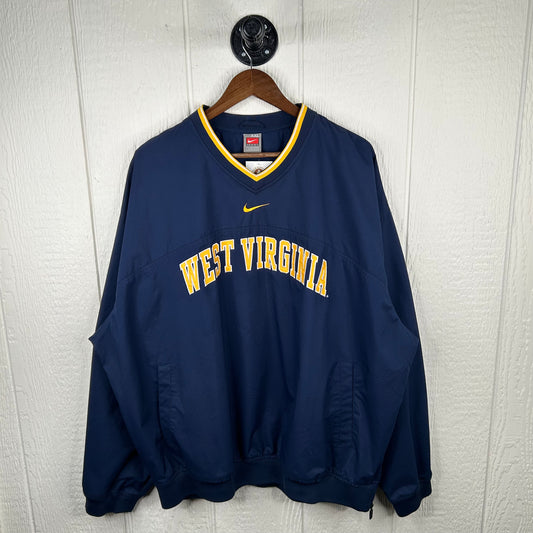 Y2K Navy West Virginia University Nike Center Swoosh Windbreaker (XXL)