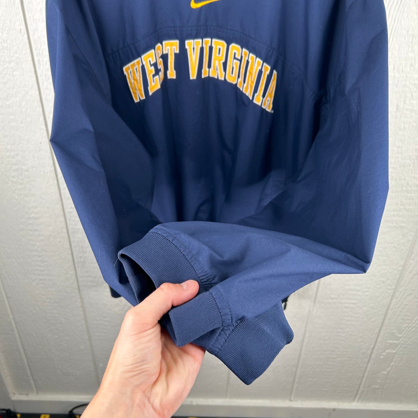 Y2K Navy West Virginia University Nike Center Swoosh Windbreaker (XXL)