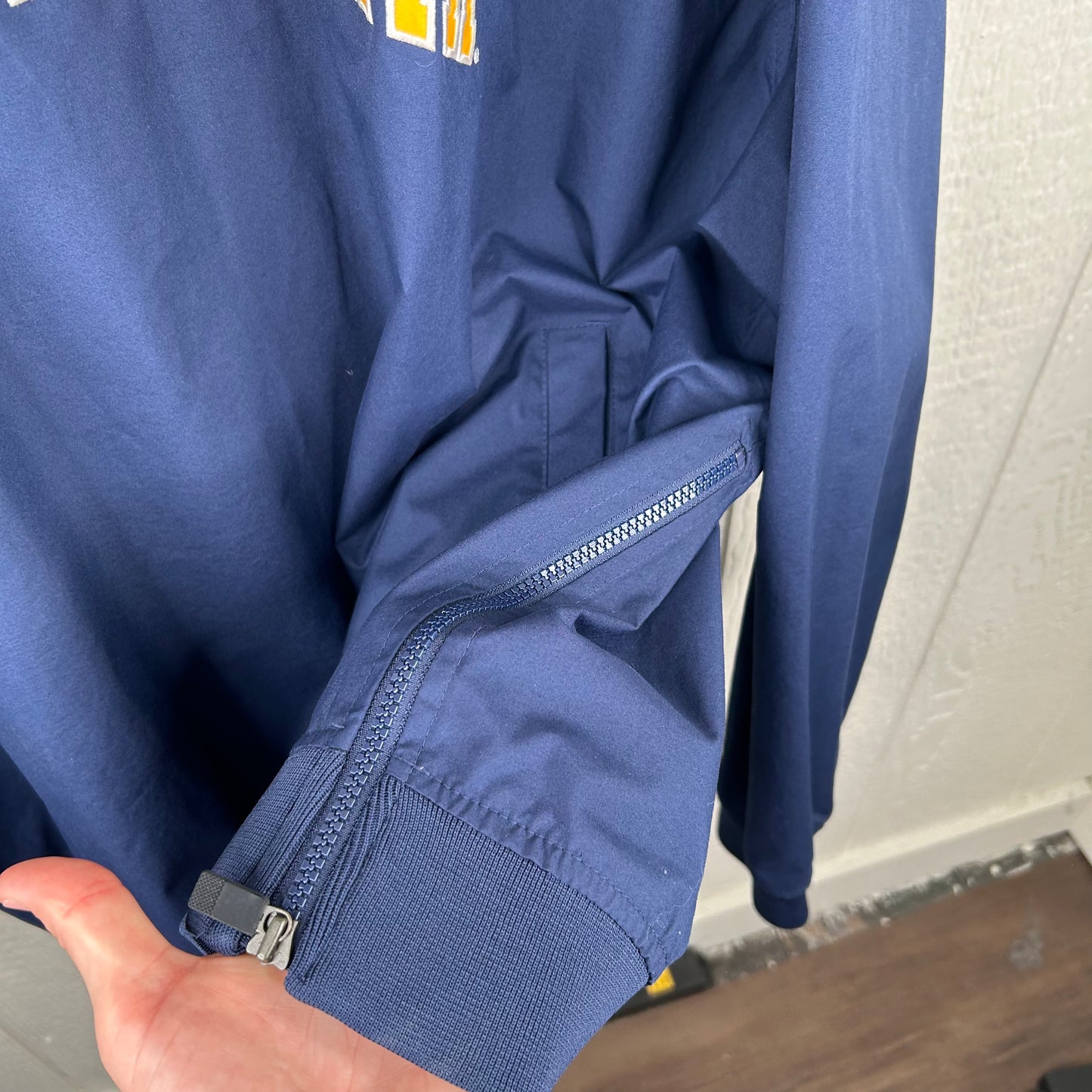 Y2K Navy West Virginia University Nike Center Swoosh Windbreaker (XXL)
