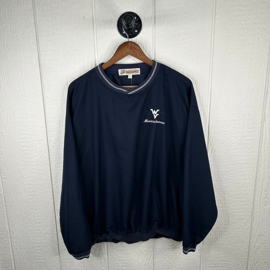 Y2K Navy Flying WV Mountaineers Embroidered Windbreaker (L)