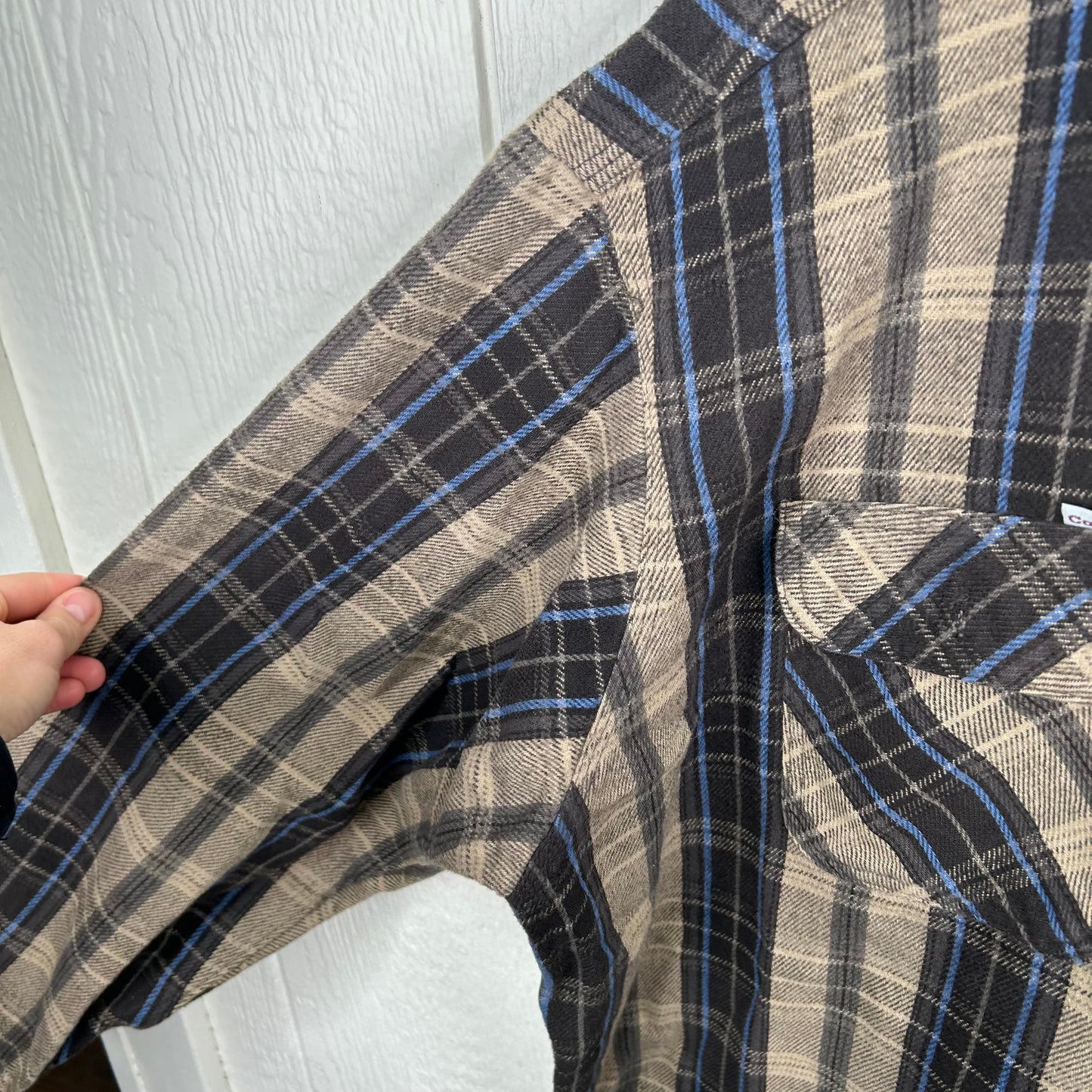 Y2K Brown & Blue Plaid Carhartt Long Sleeve Flannel (XL)