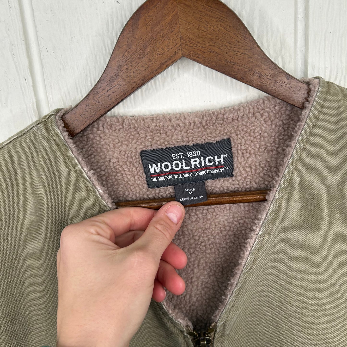 Vintage y2k Sage Green Fur-Lined Workwear Vest (M)