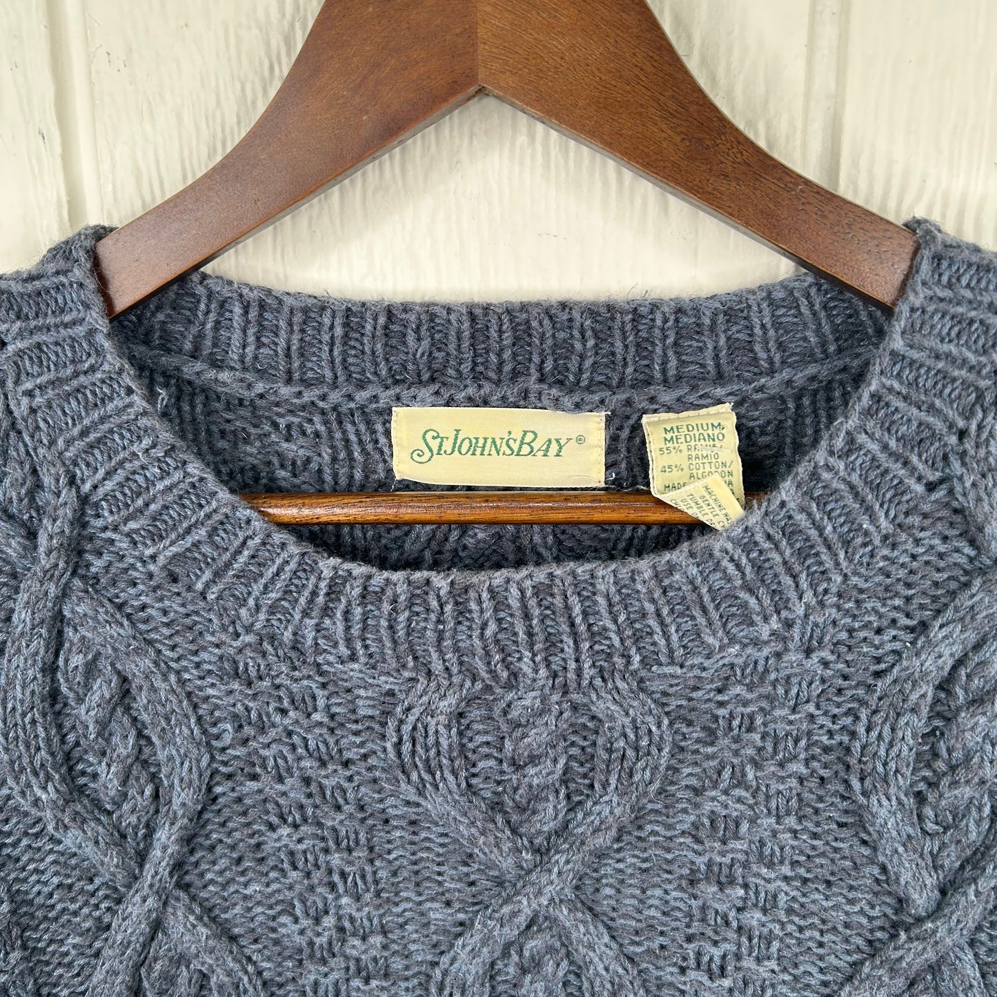 Vintage y2k Navy Blue 3D Chunky Knit Sweater (M)