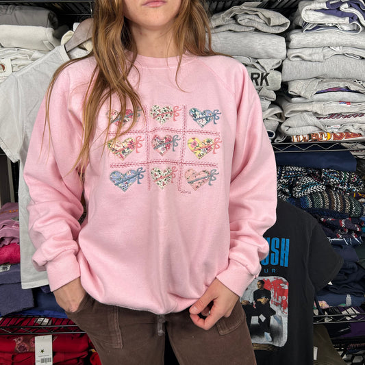 Vintage 90's Valentine's Day Pink Heart Crewneck (XL)