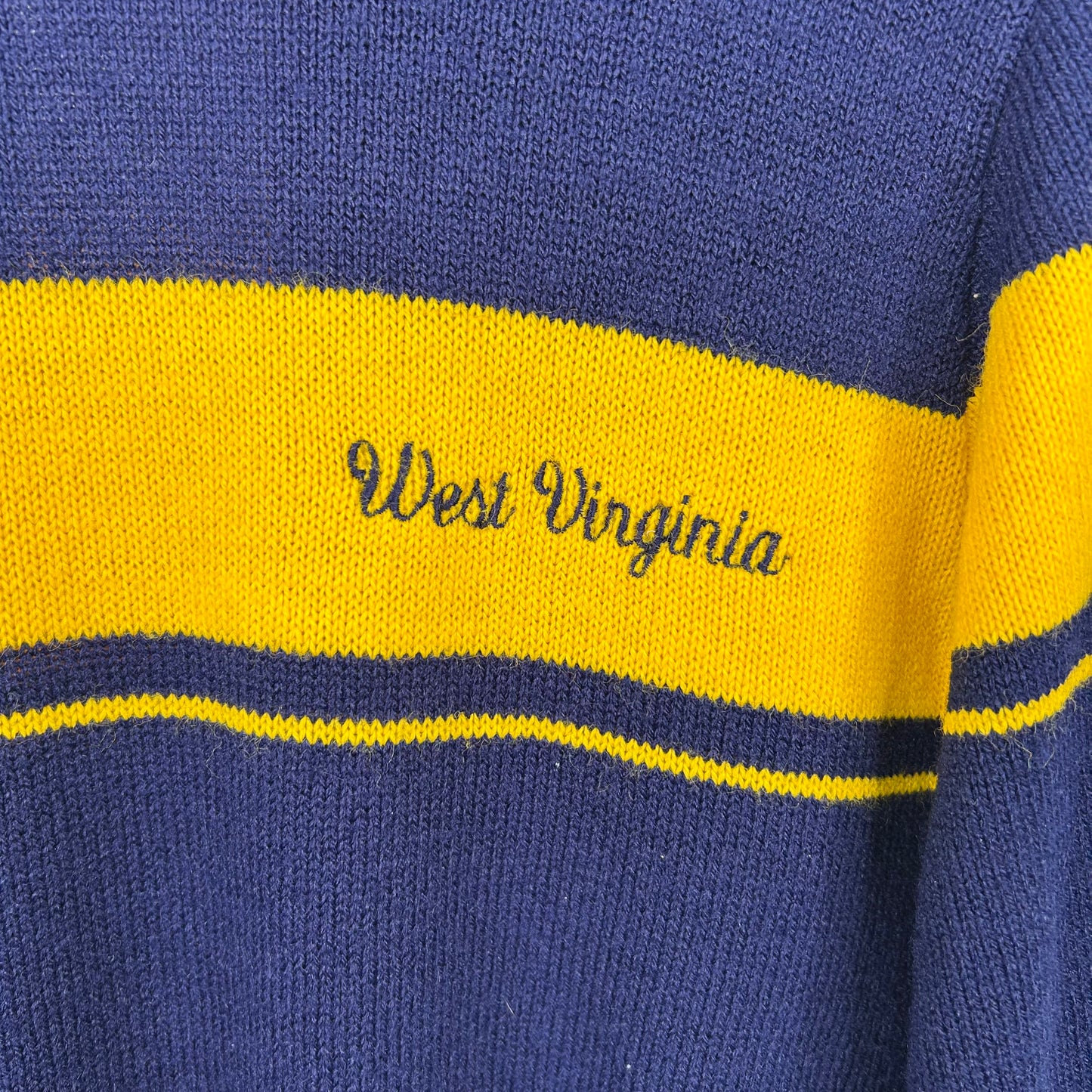 Vintage 80s Embroidered West Virginia Hand Knit Sweater (L)