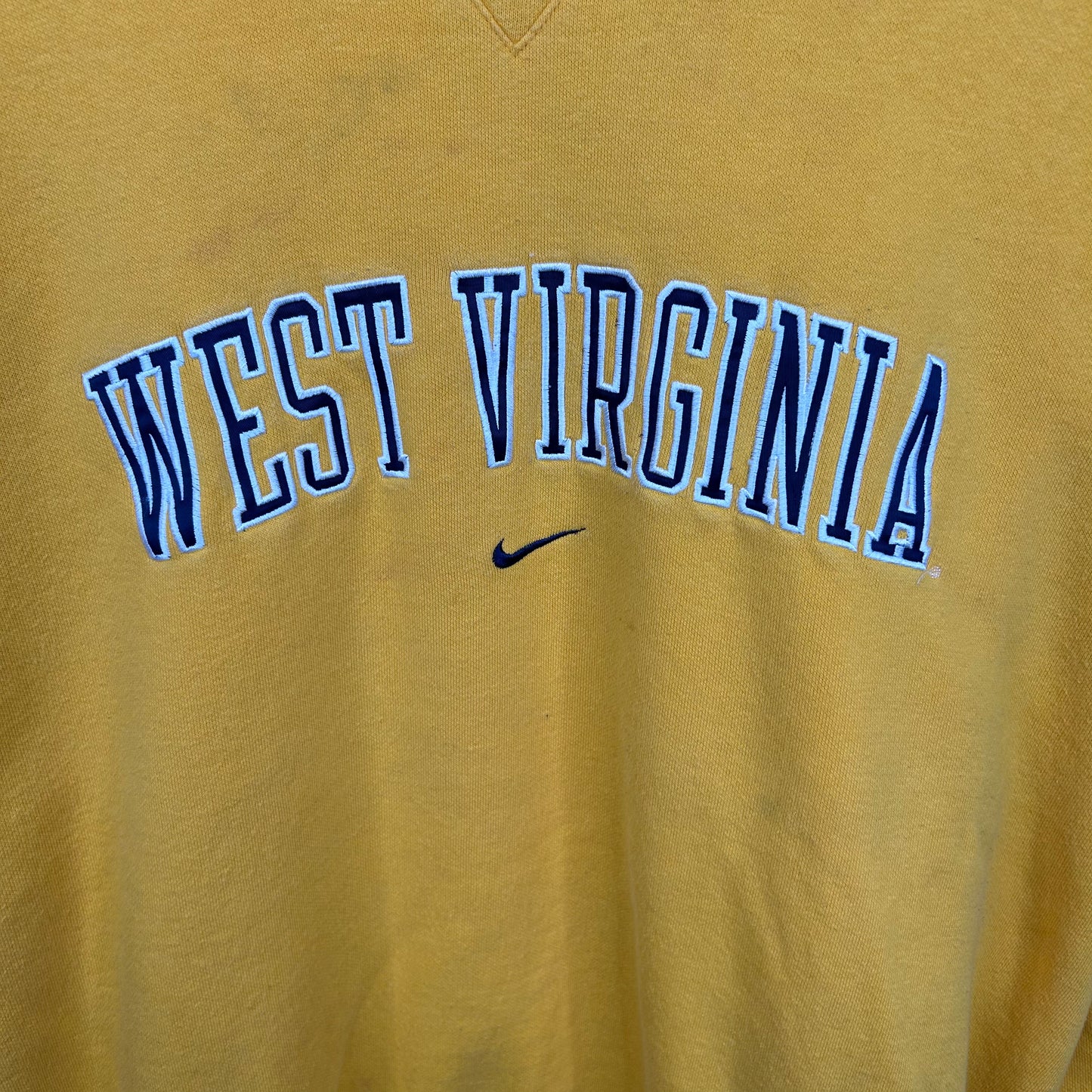 Vintage WVU Nike Center Swoosh Yellow Crewneck (XL)