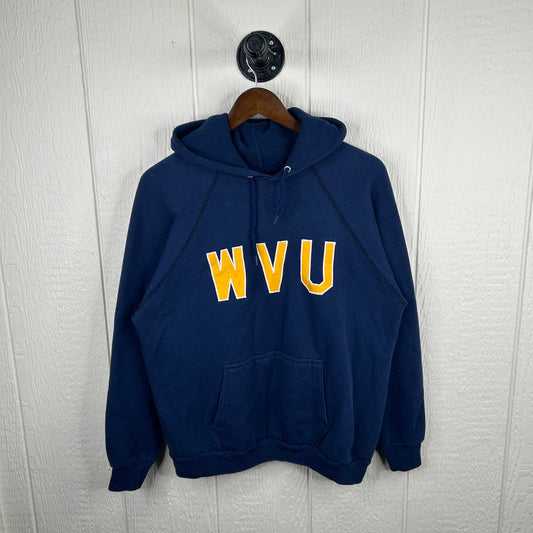 Vintage 80's Embroidered WVU Heavyweight Hoodie (L)