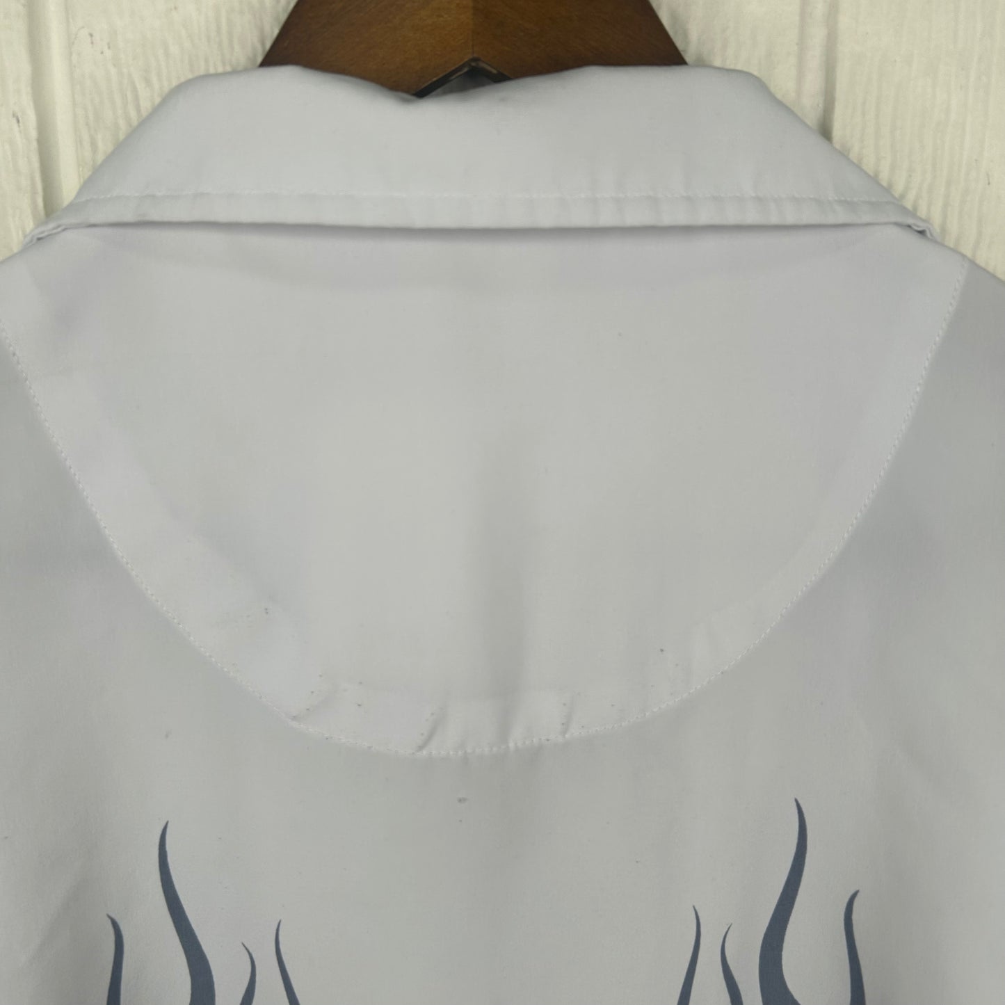 Vintage y2k Dragon Skull Flames Button-Up Polo (L)