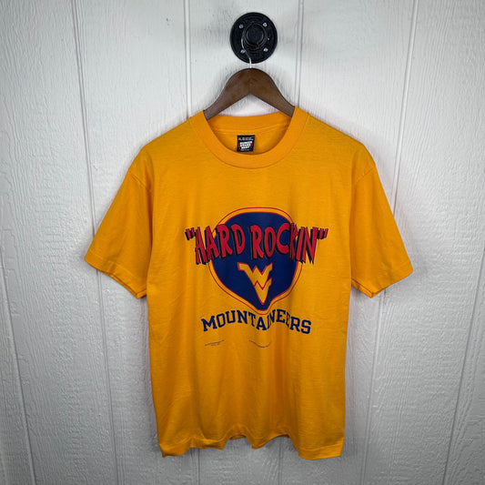 Vintage 90's WVU Mountaineers Hard Rock Graphic Tee (XL)