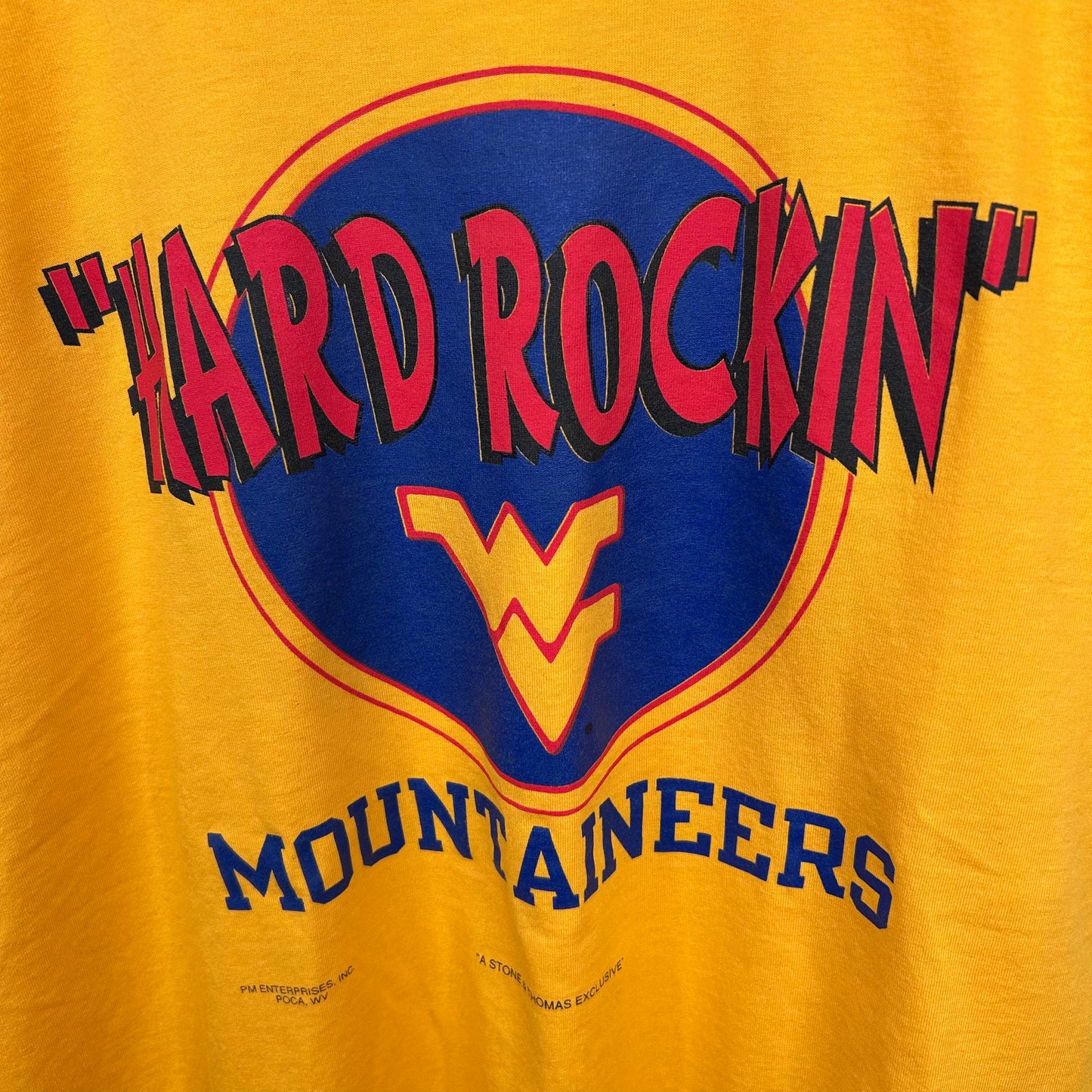 Vintage 90's WVU Mountaineers Hard Rock Graphic Tee (XL)