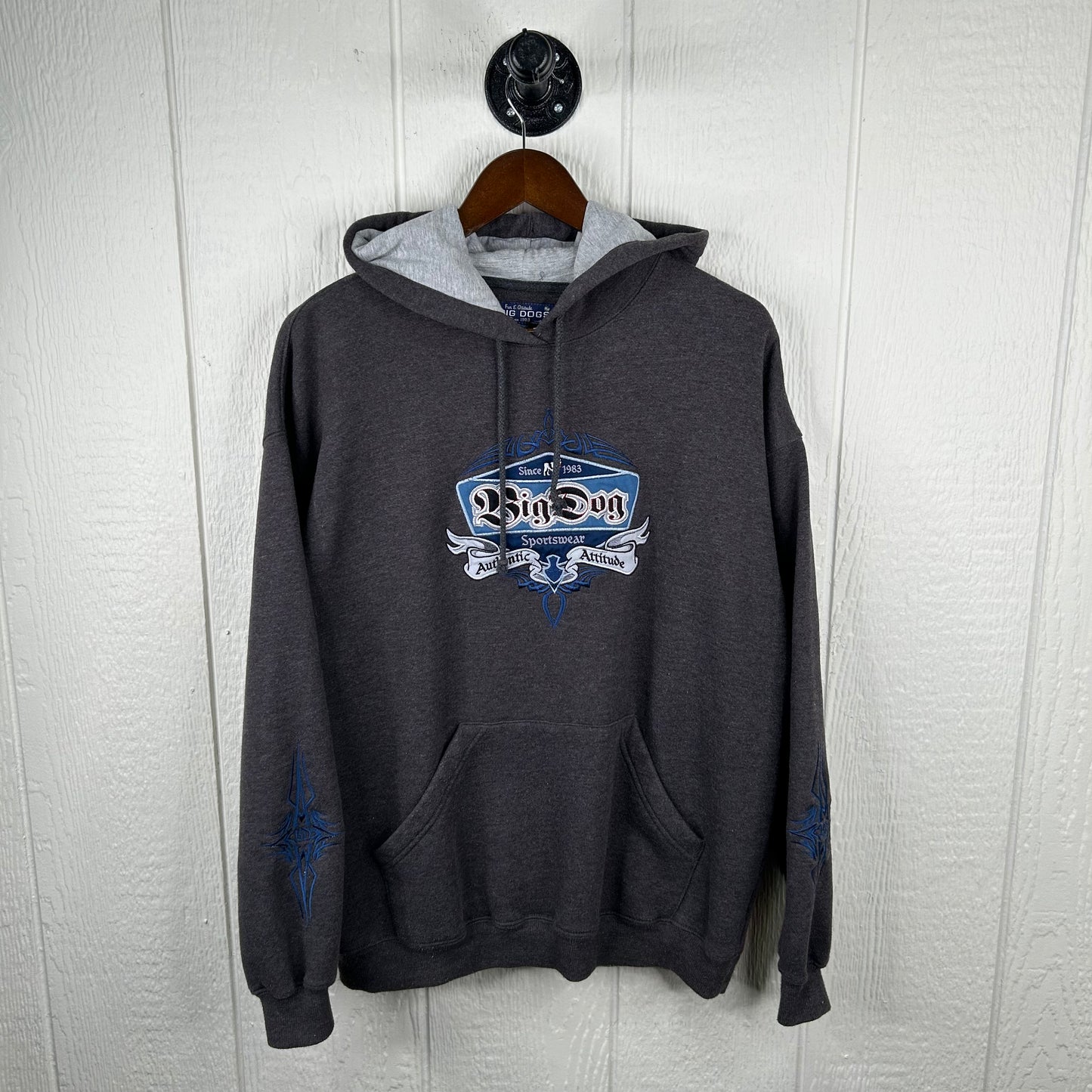 Y2K Embroidered Big Dog Sportswear Baggy Hoodie (M)