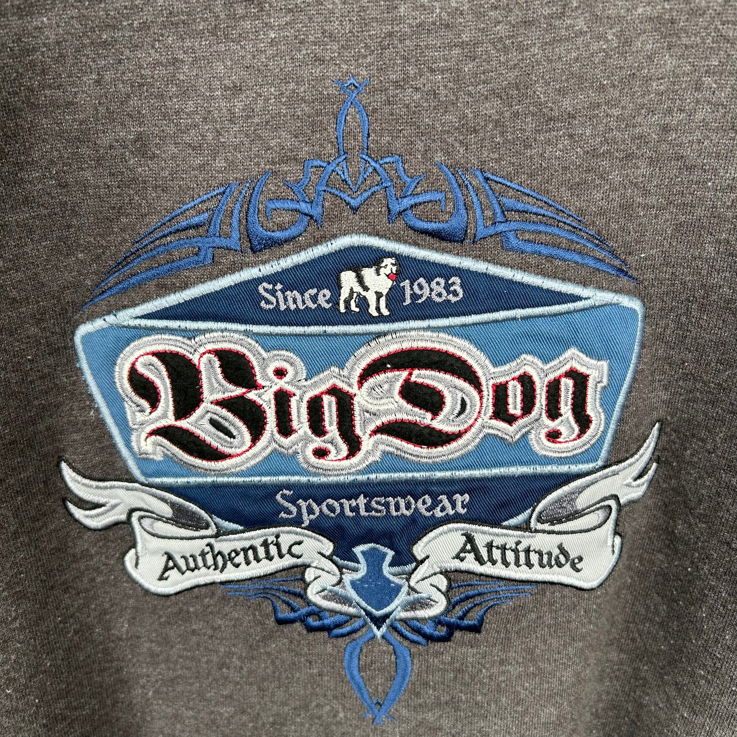 Y2K Embroidered Big Dog Sportswear Baggy Hoodie (M)