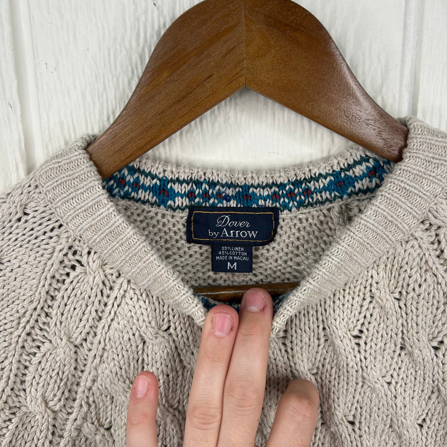 Vintage y2k Cream Tight Knit Sweater (M)