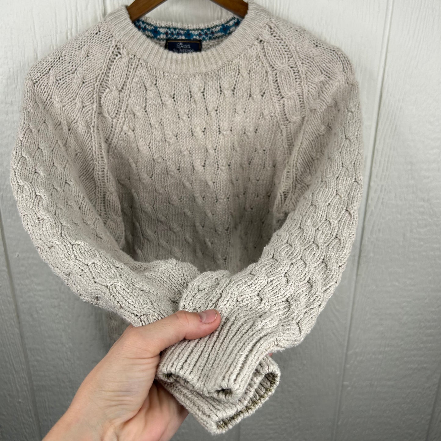 Vintage y2k Cream Tight Knit Sweater (M)