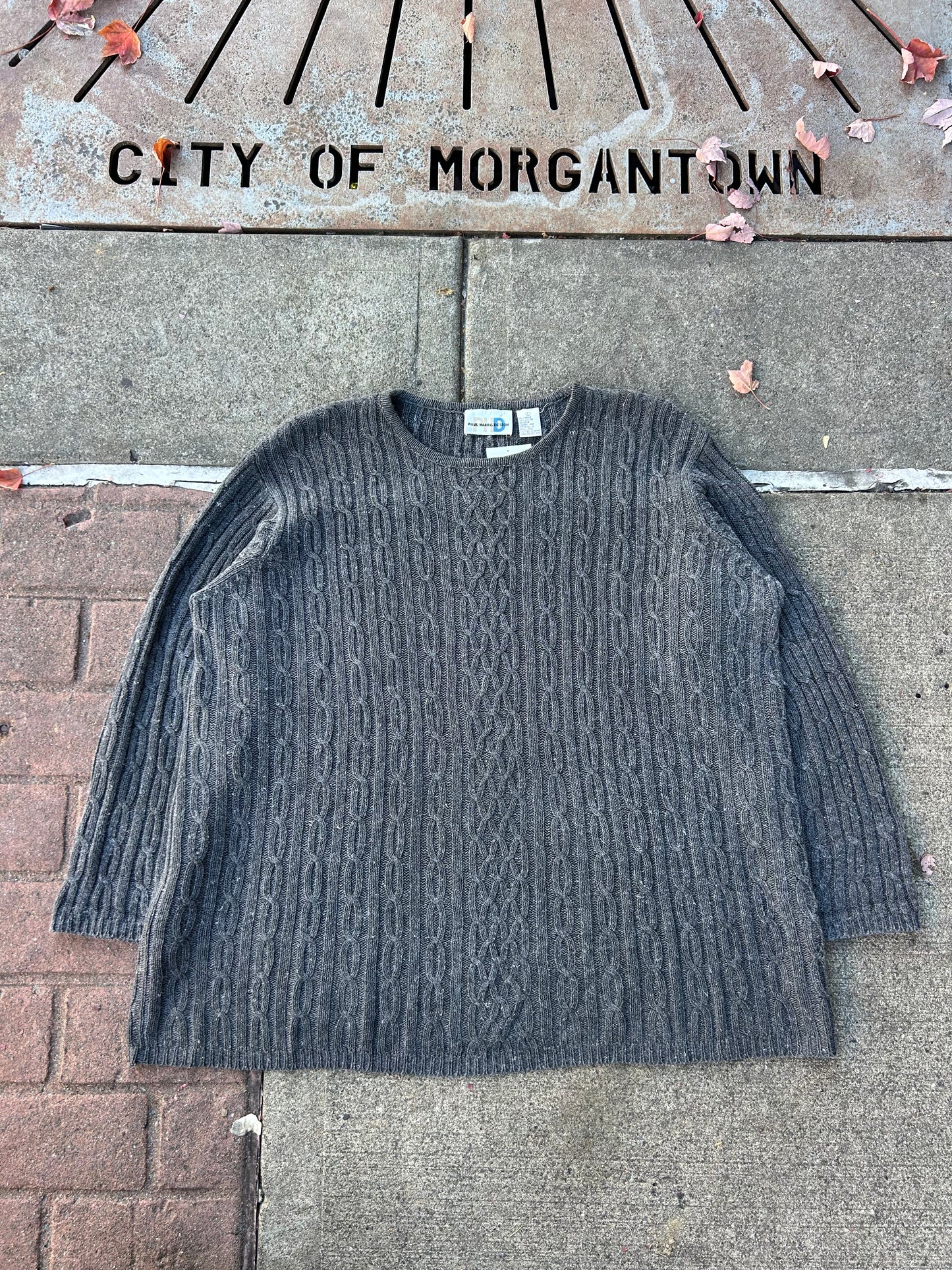 Vintage y2k Gray Tight Knit Extra-Long Sweater (L)