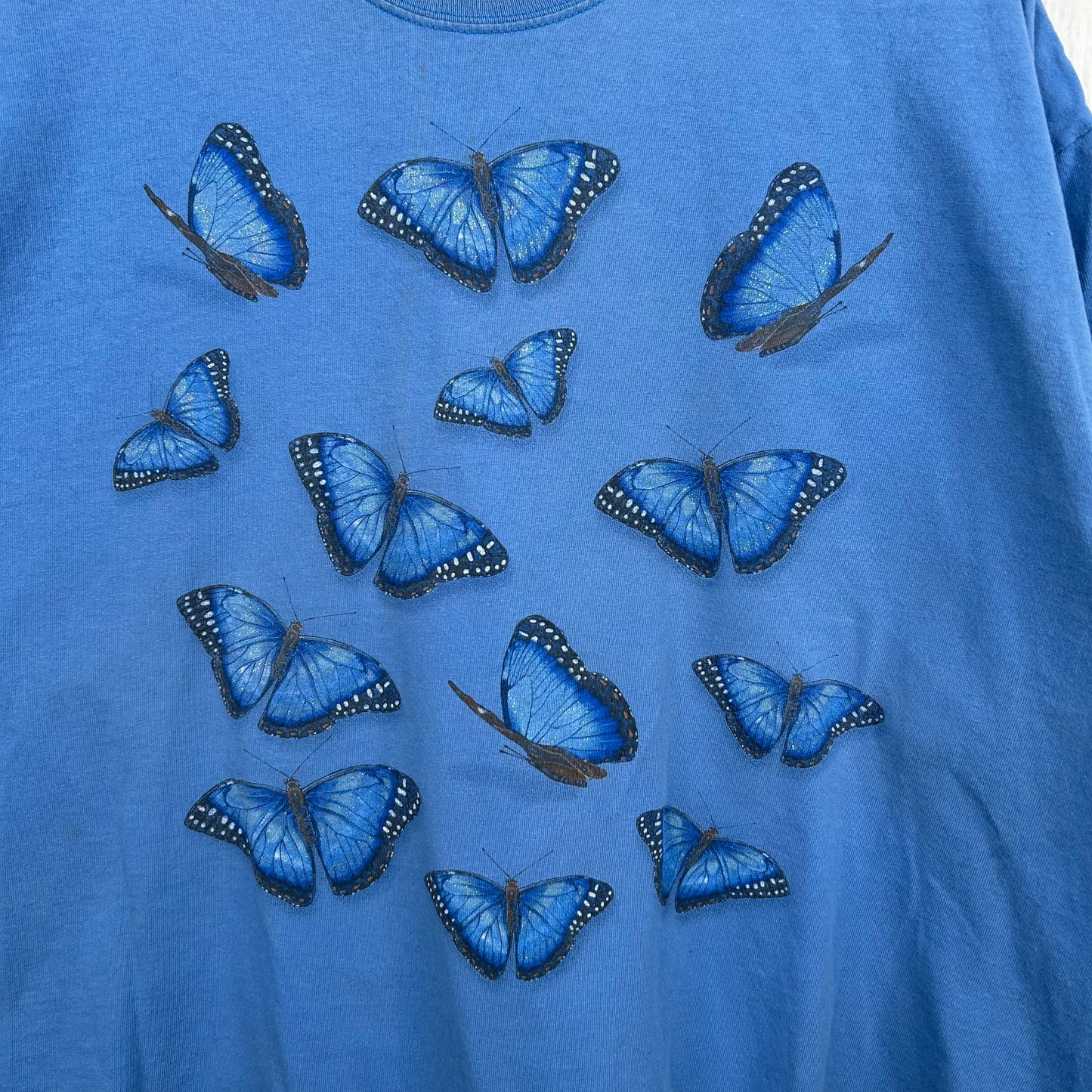 Vintage y2k Blue Butterfly Graphic Tee (XXL)