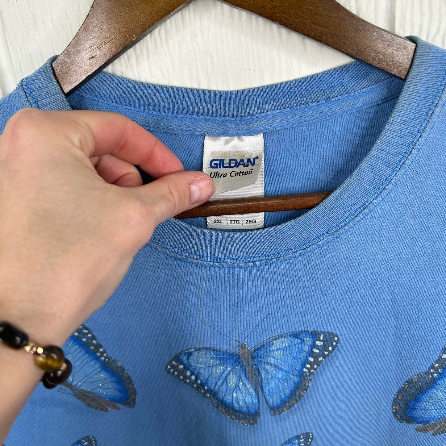 Vintage y2k Blue Butterfly Graphic Tee (XXL)