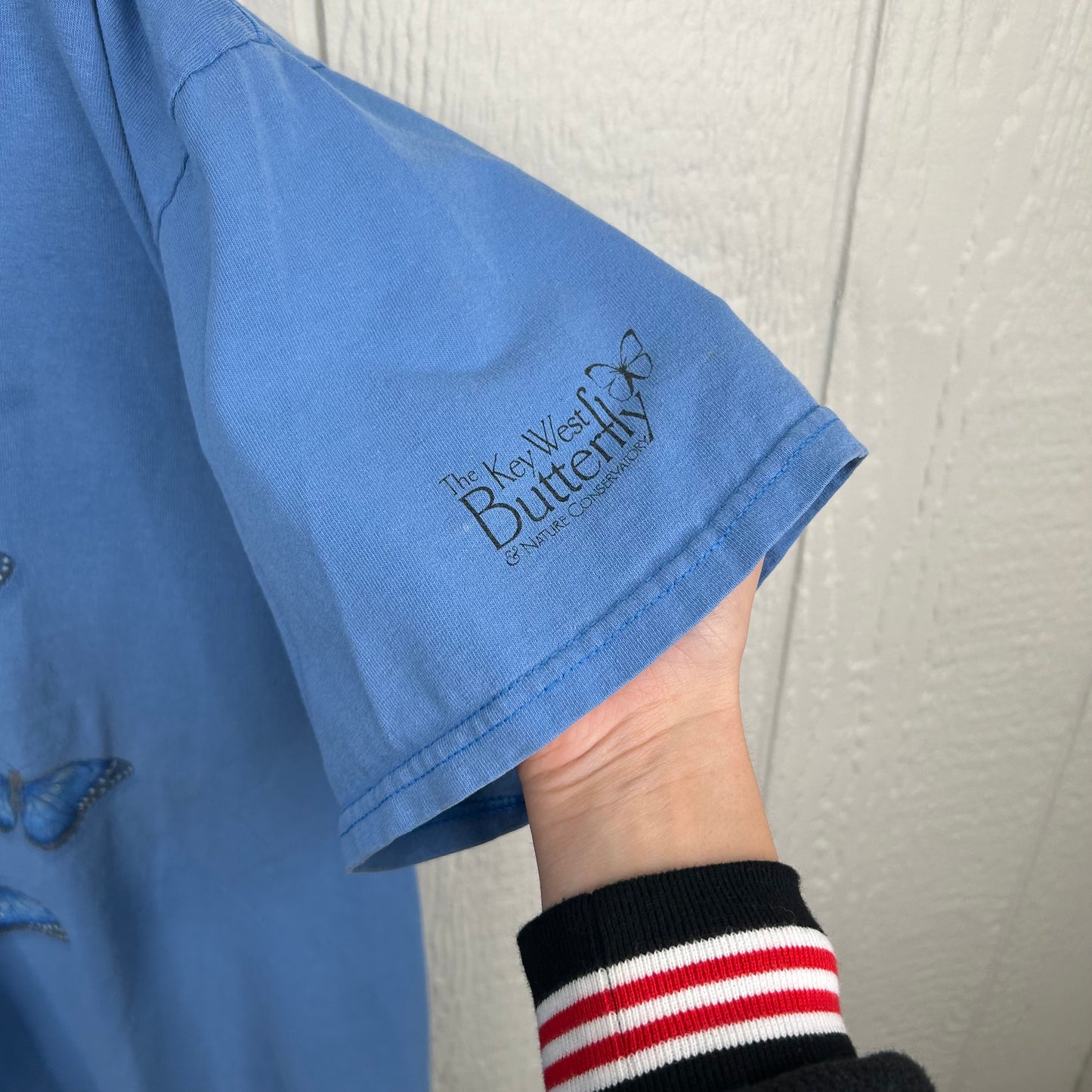 Vintage y2k Blue Butterfly Graphic Tee (XXL)