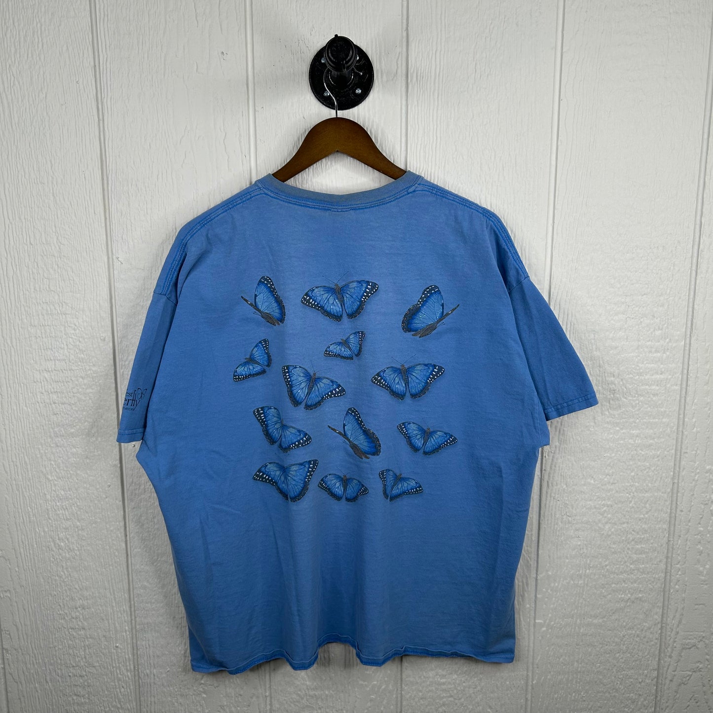 Vintage y2k Blue Butterfly Graphic Tee (XXL)