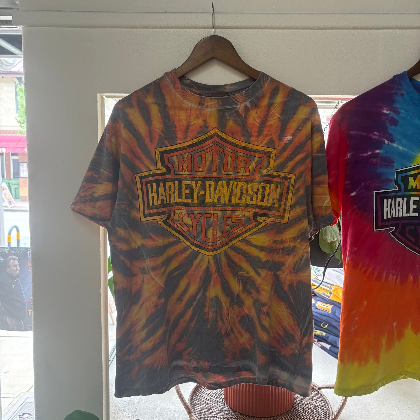 90's Harley Flame Tie Dye Tee - Size Large