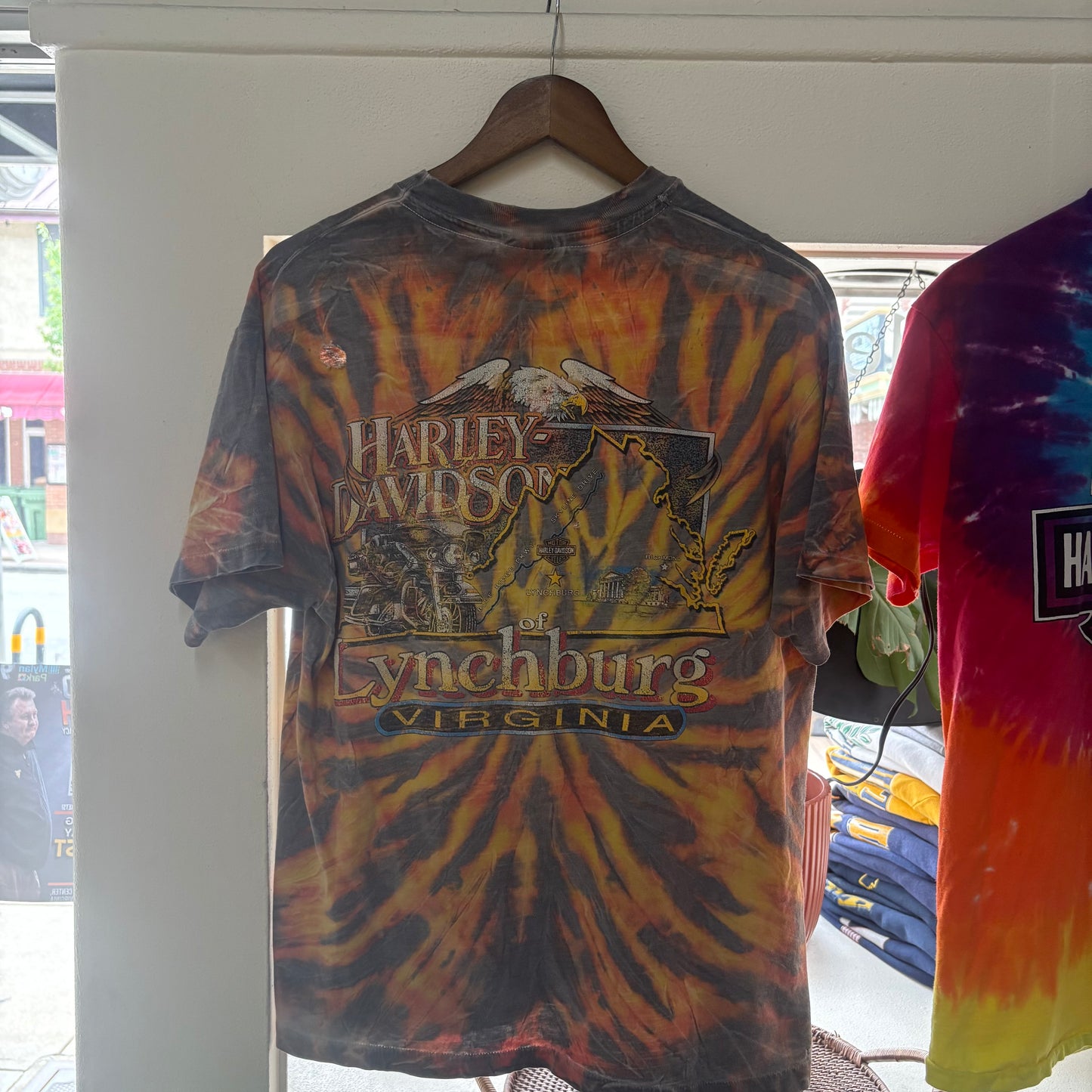 90's Harley Flame Tie Dye Tee - Size Large