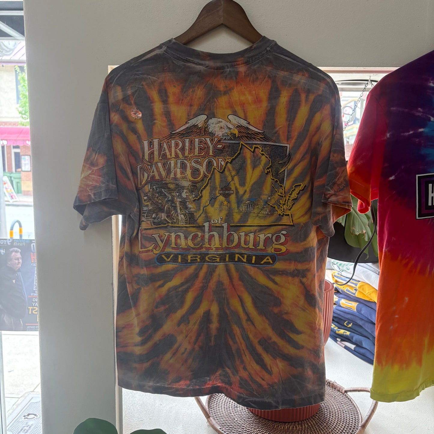 90's Harley Flame Tie Dye Tee - Size Large