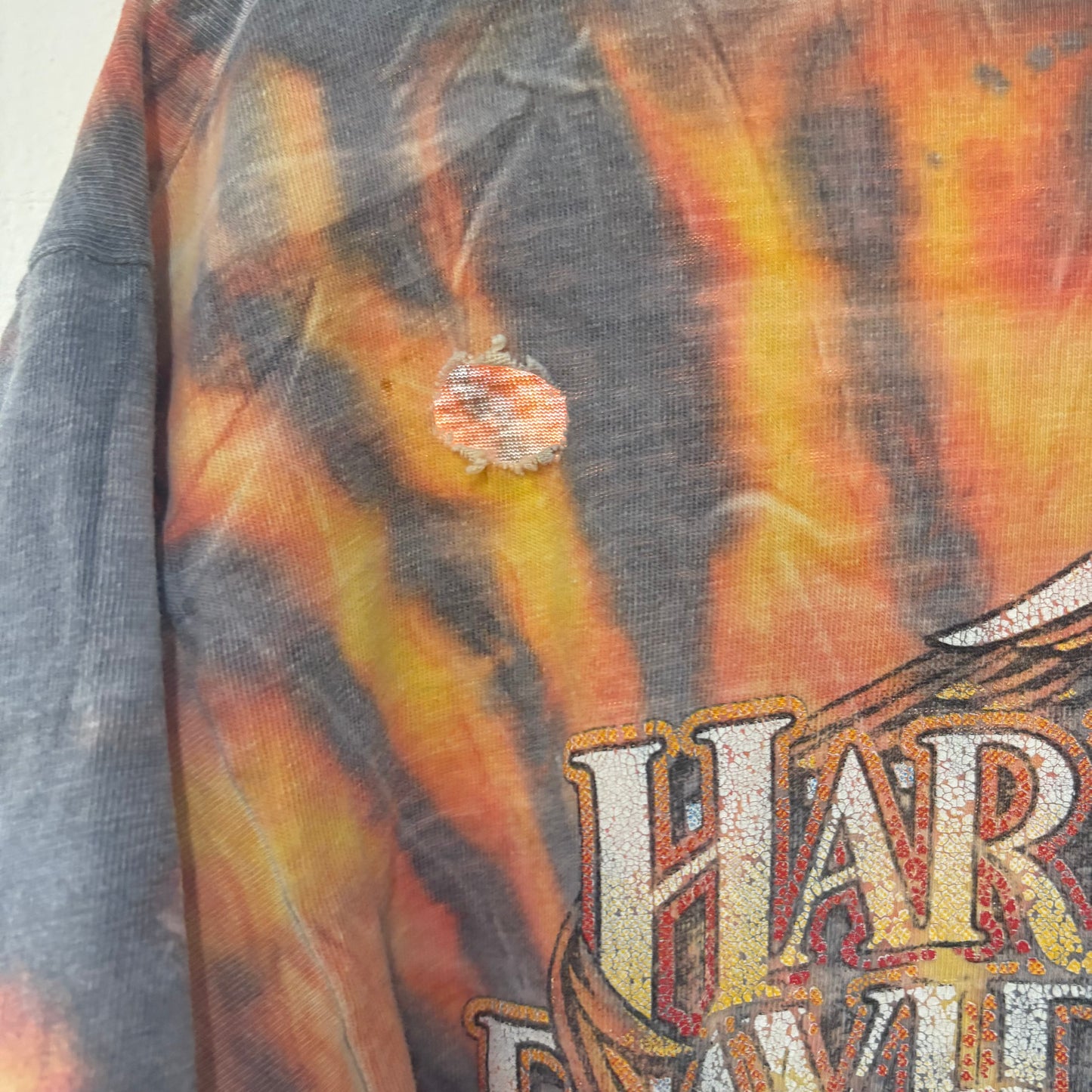 90's Harley Flame Tie Dye Tee - Size Large
