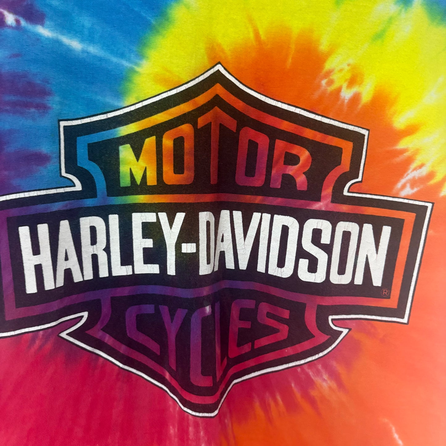 90's Harley Rainbow Tie Dye Tee - Size Medium