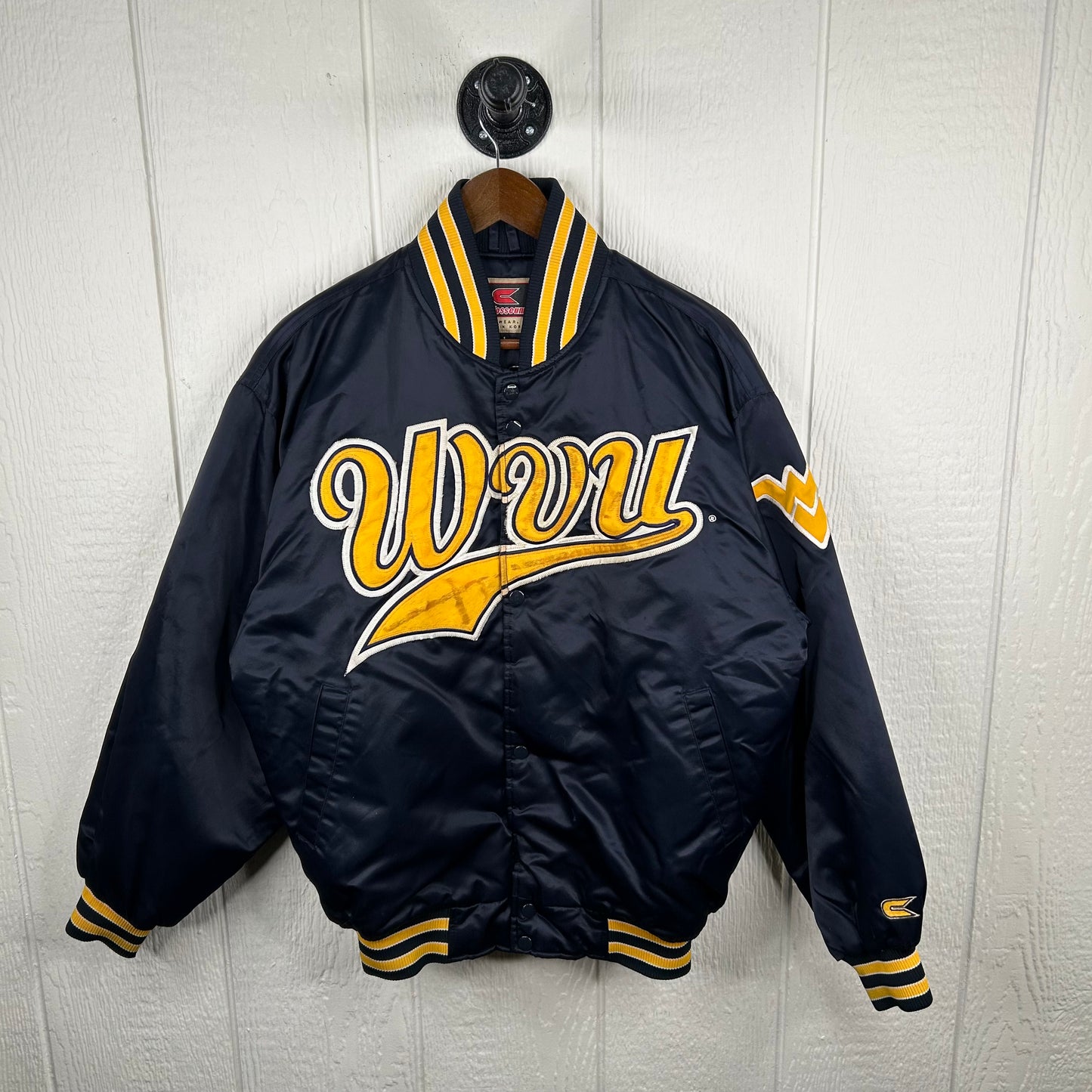 Vintage 90's WVU Button-Up Bomber Jacket (M)