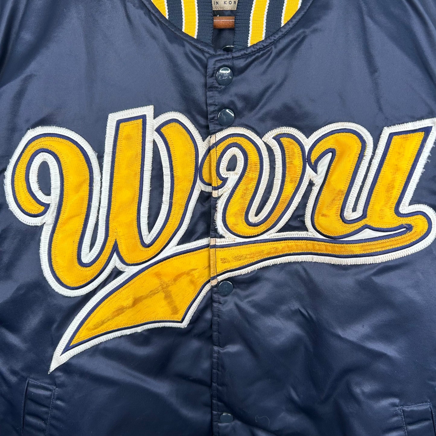 Vintage 90's WVU Button-Up Bomber Jacket (M)