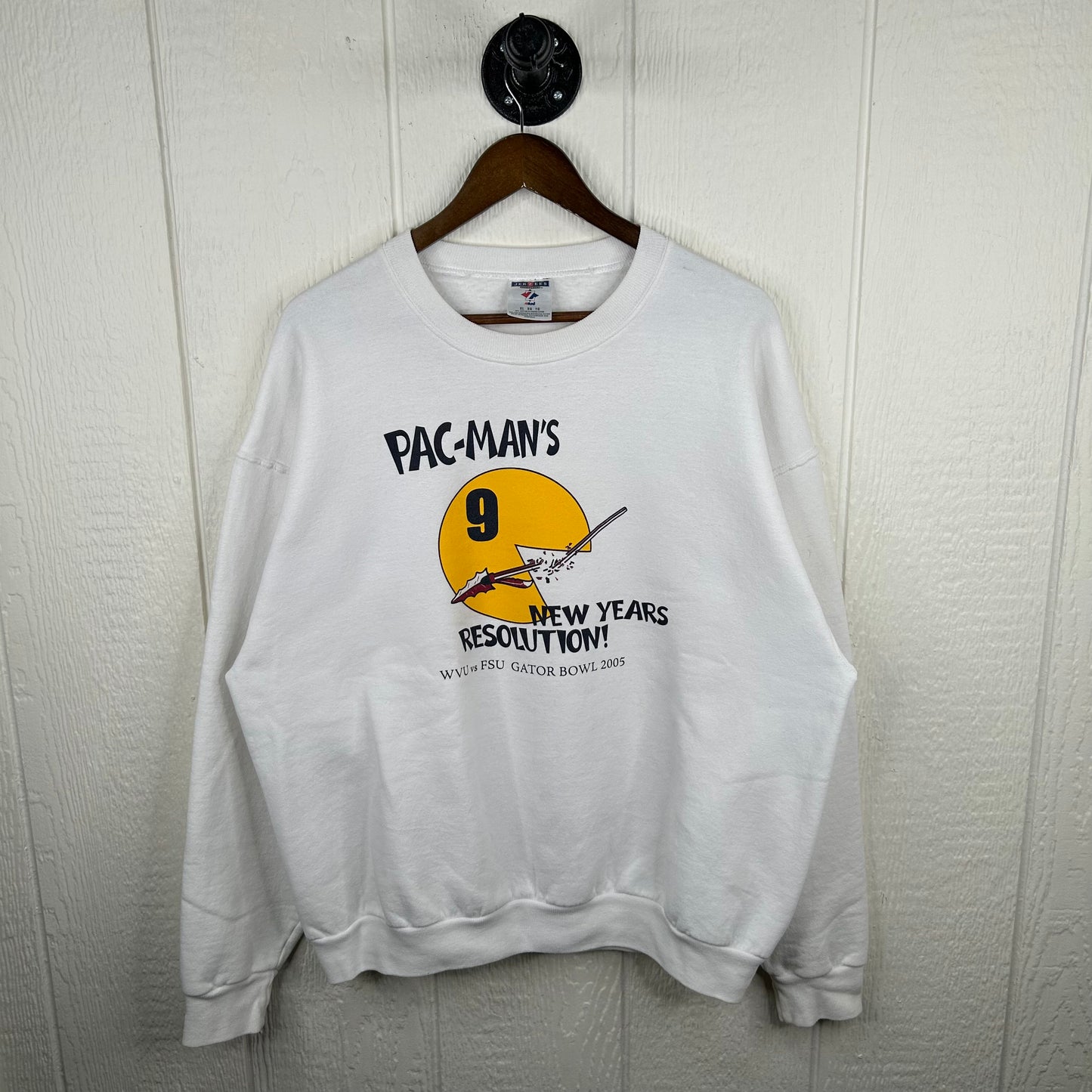2005 WVU Football Pac-Man's New Years Resolution Graphic Crewneck (XL)
