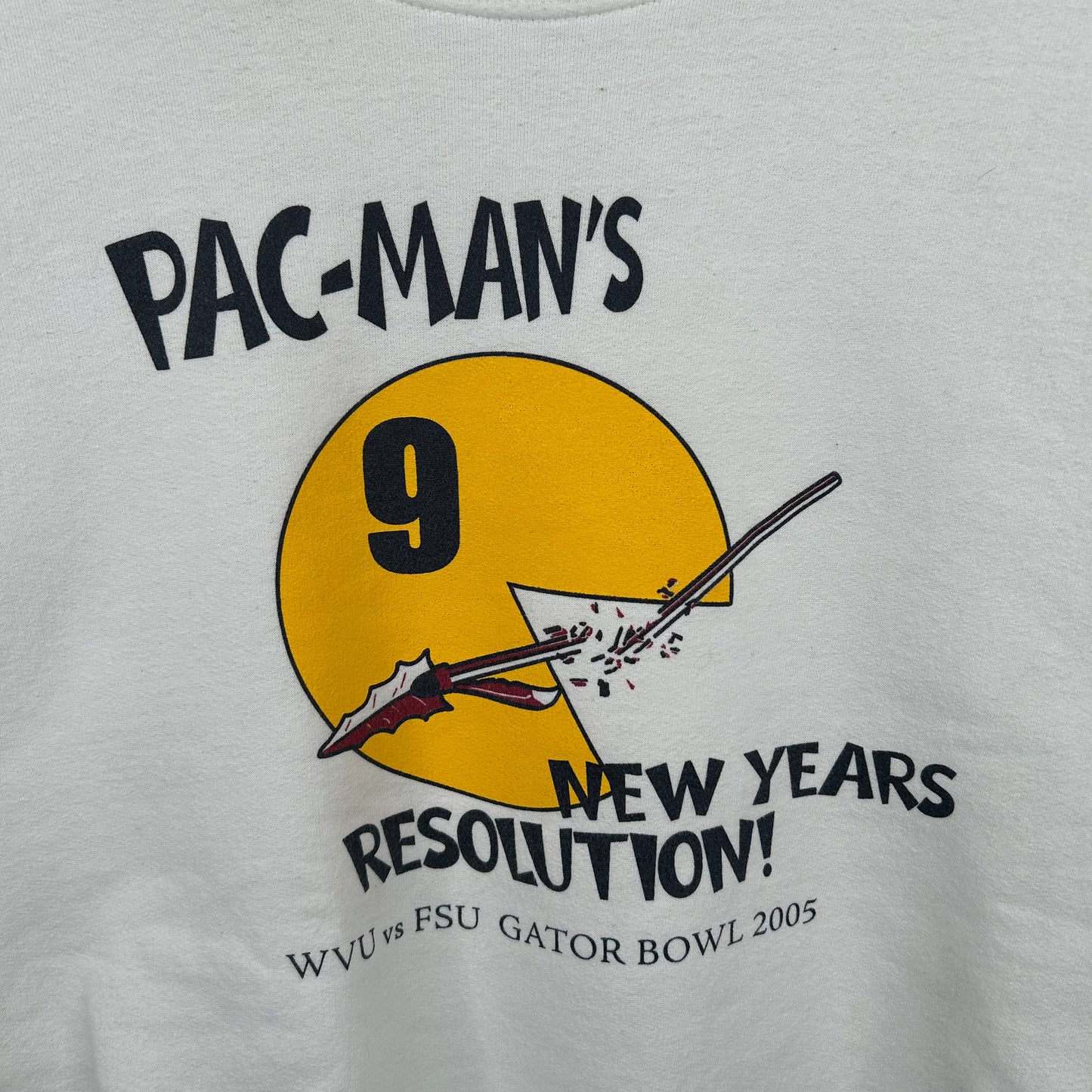2005 WVU Football Pac-Man's New Years Resolution Graphic Crewneck (XL)