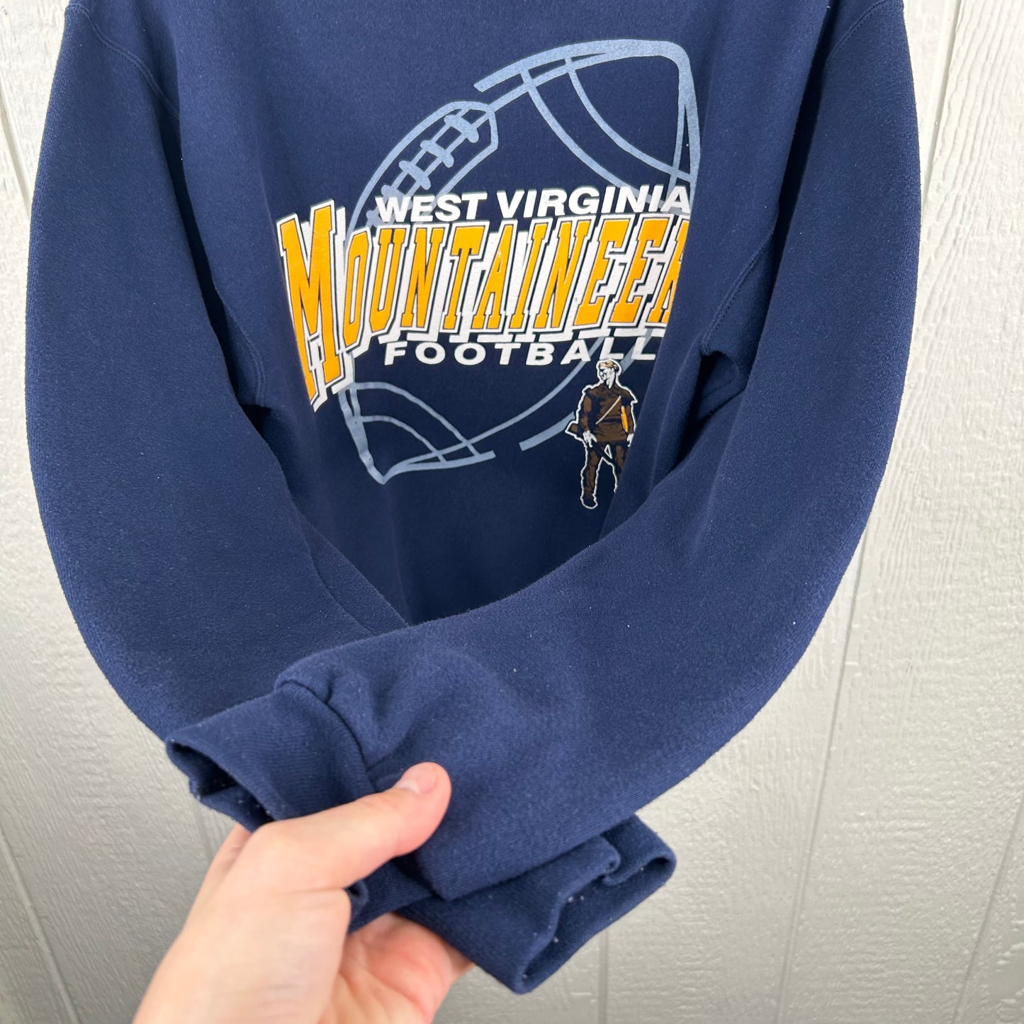 Vintage 90's WVU Mountaineers Football Graphic Crewneck (M)