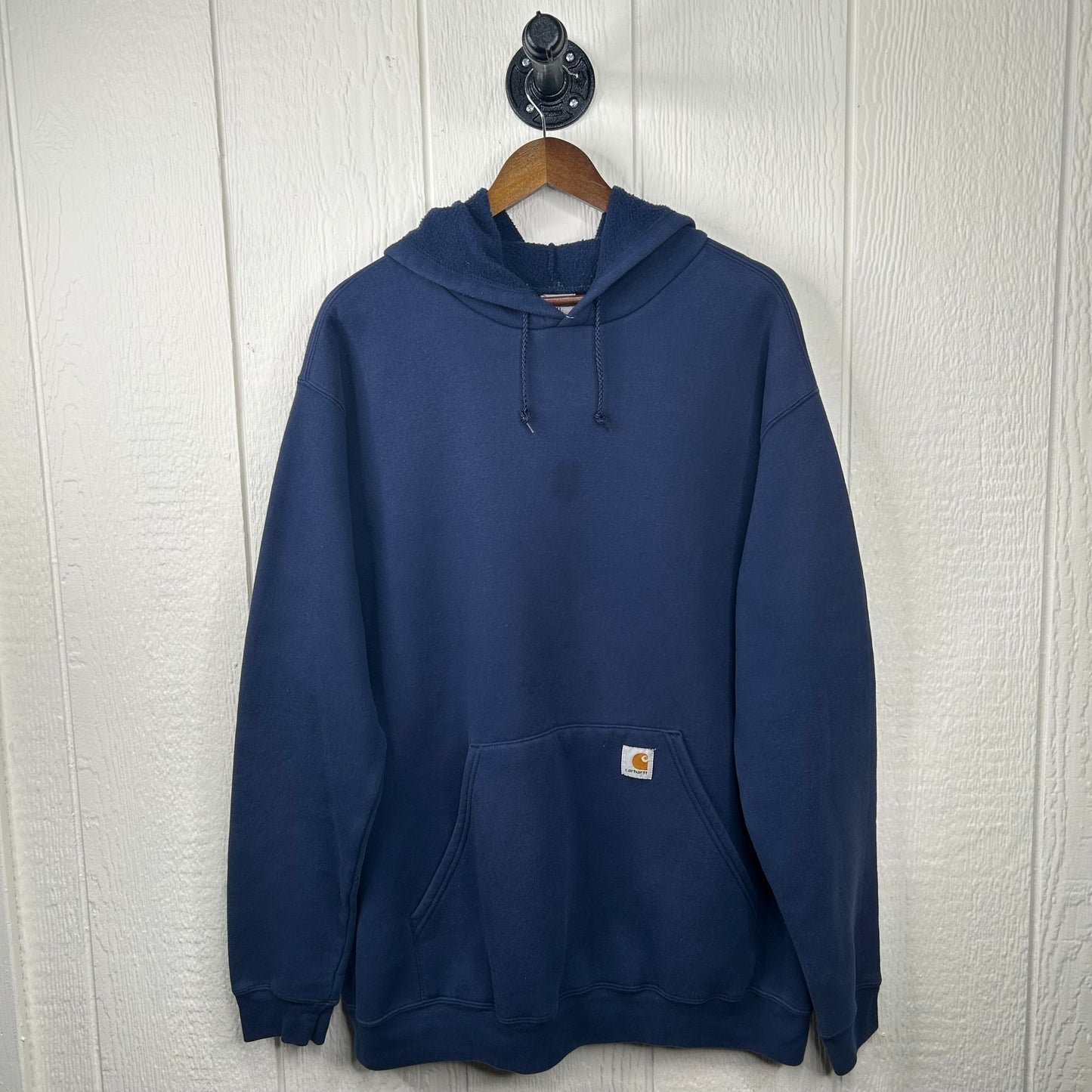 Vintage Navy Blue Heavy Weight Carhartt Hoodie (XL)
