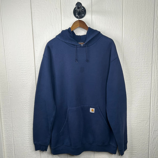 Vintage Navy Blue Heavy Weight Carhartt Hoodie (XL)
