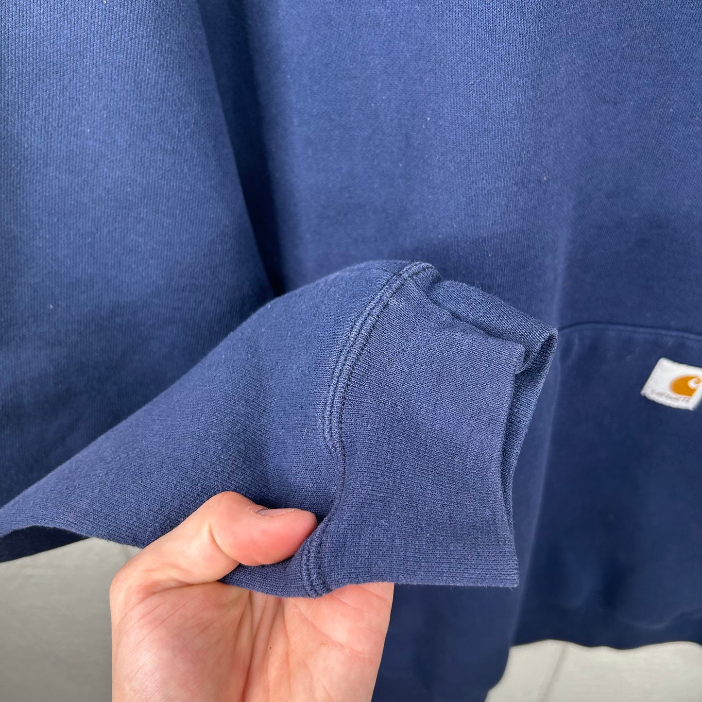 Vintage Navy Blue Heavy Weight Carhartt Hoodie (XL)