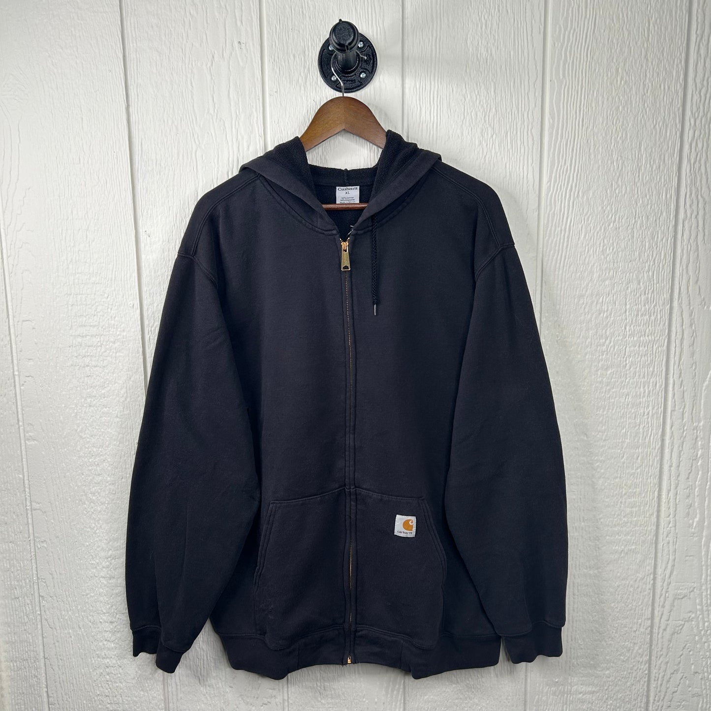 Vintage Black Heavy Weight Zip-Up Hoodie (XL)