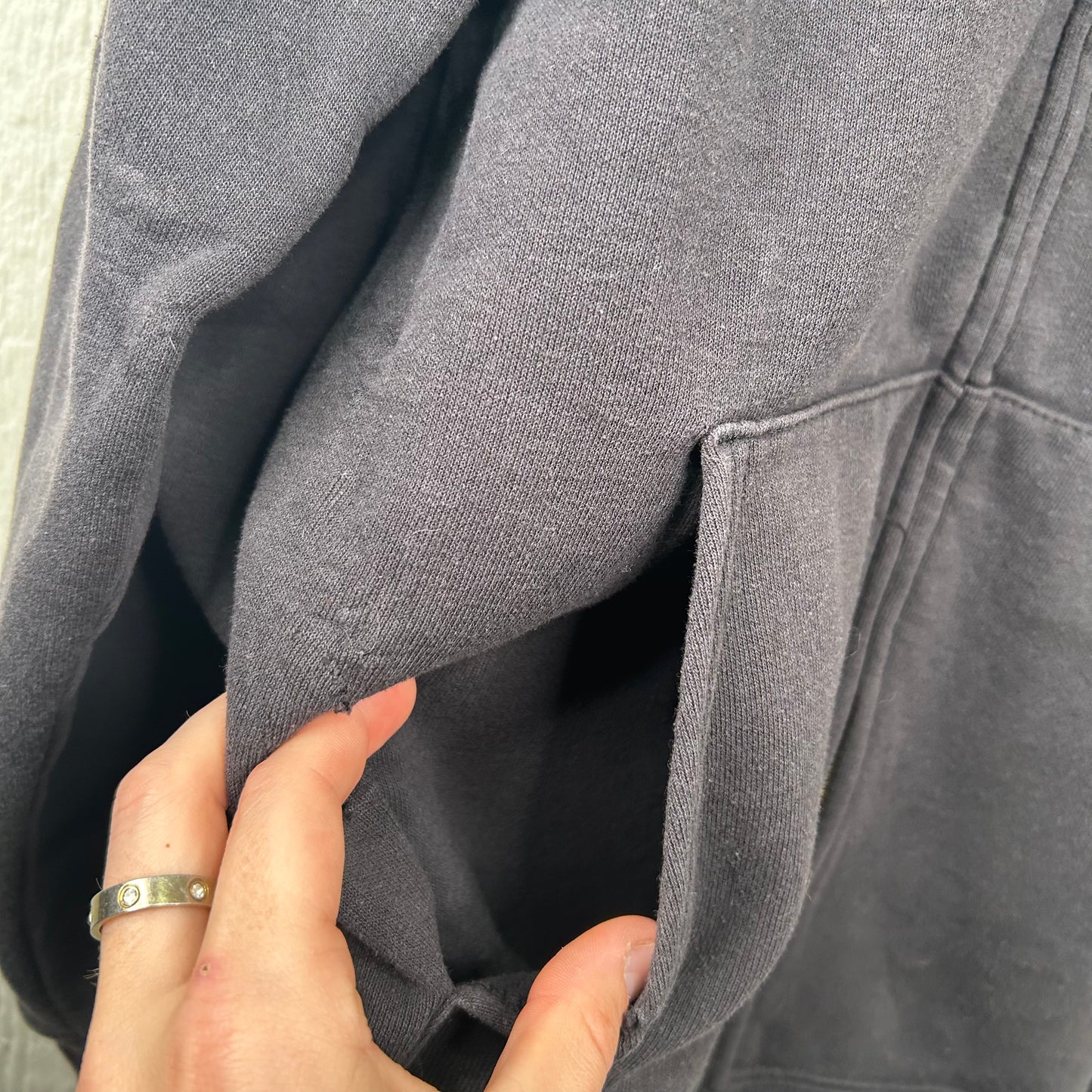 Vintage Black Heavy Weight Zip-Up Hoodie (XL)