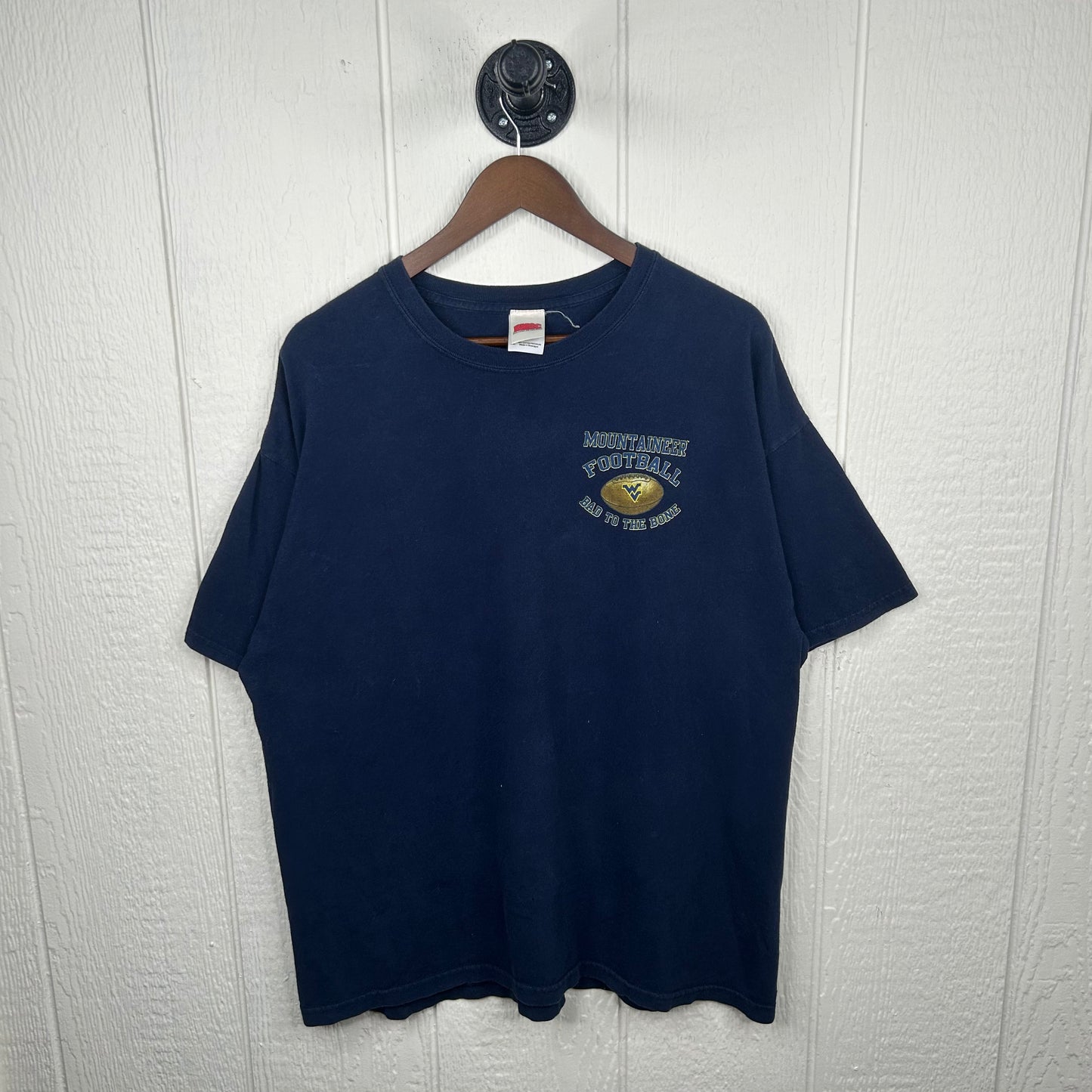 Y2K Mountaineer Football 'Bad to the Bone' Skeleton Graphic Tee (XL)