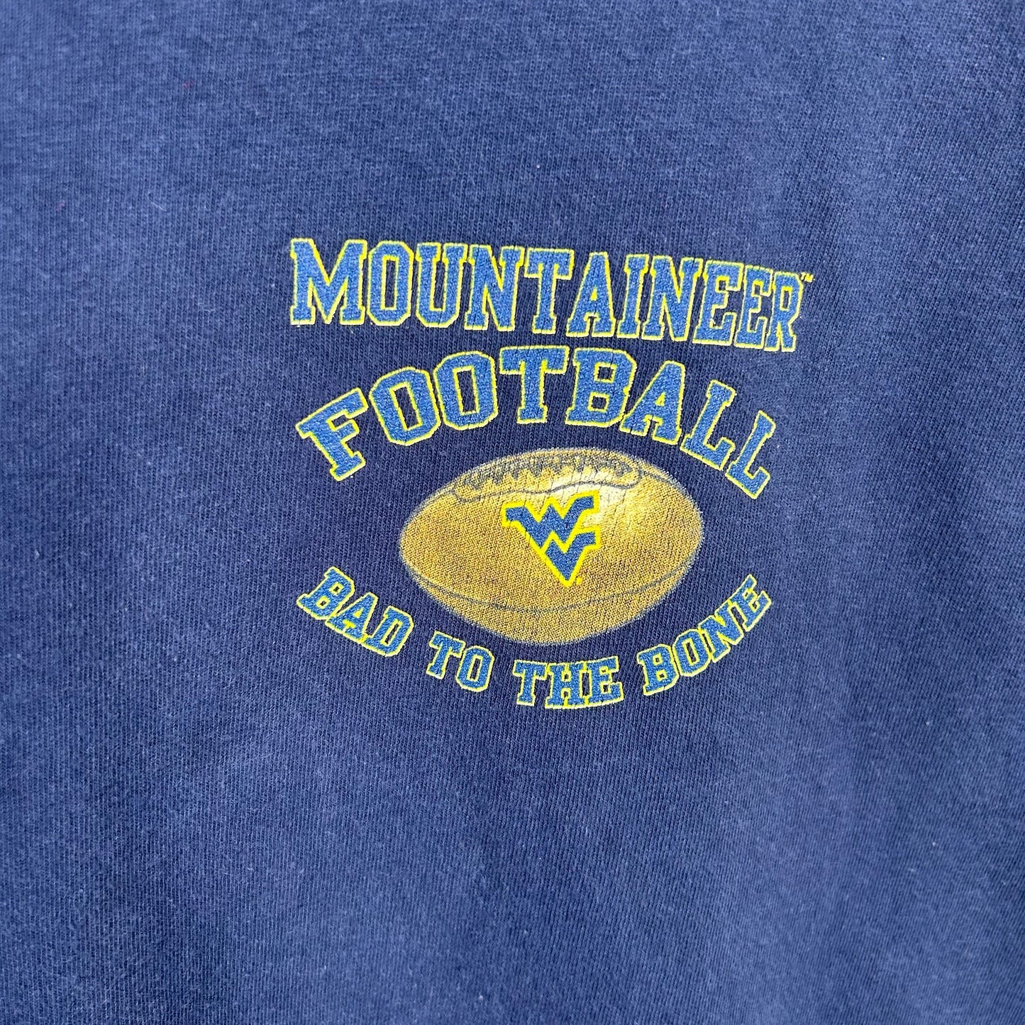 Y2K Mountaineer Football 'Bad to the Bone' Skeleton Graphic Tee (XL)