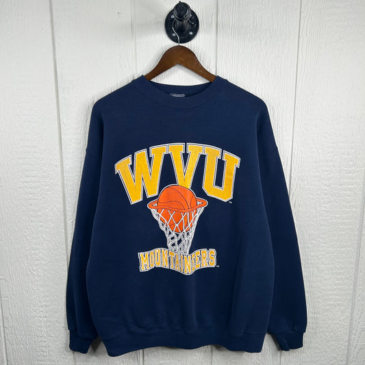 Vintage 90's Navy WVU Basketball Crewneck (XL)