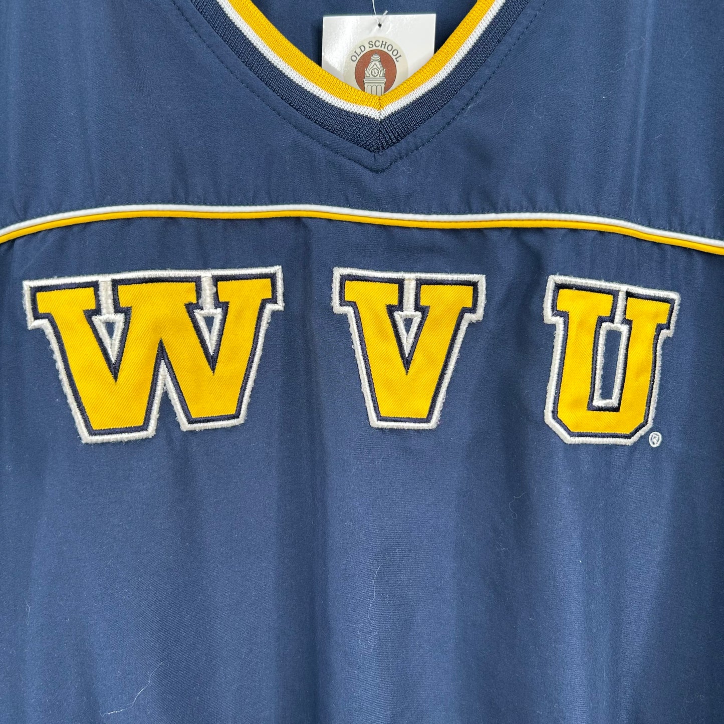 Y2K Embroidered Navy WVU V-Neck Windbreaker (XXL)