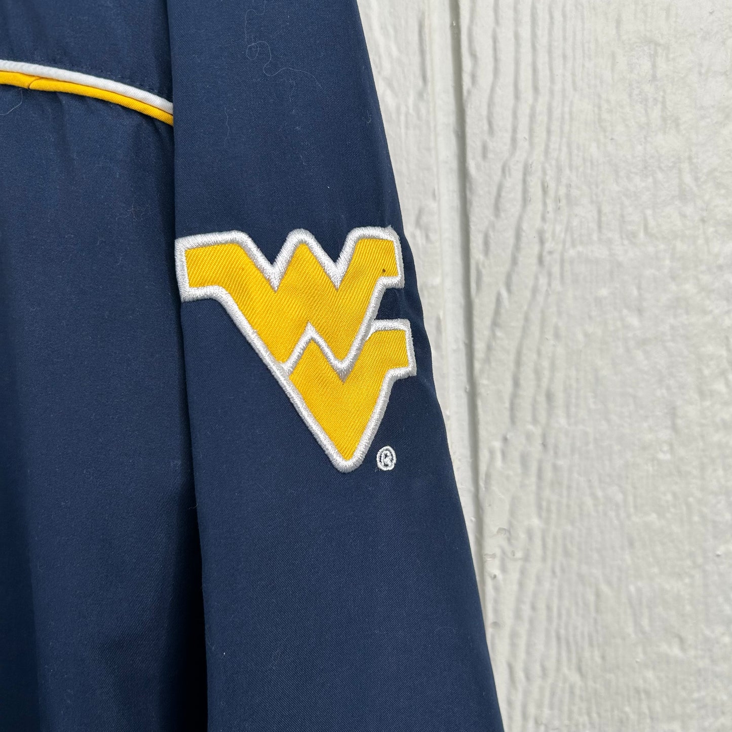 Y2K Embroidered Navy WVU V-Neck Windbreaker (XXL)