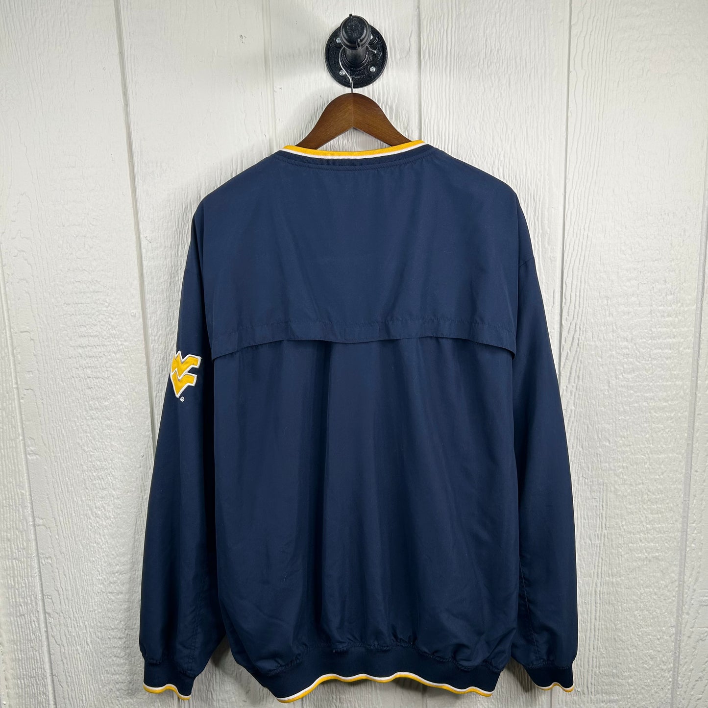 Y2K Embroidered Navy WVU V-Neck Windbreaker (XXL)