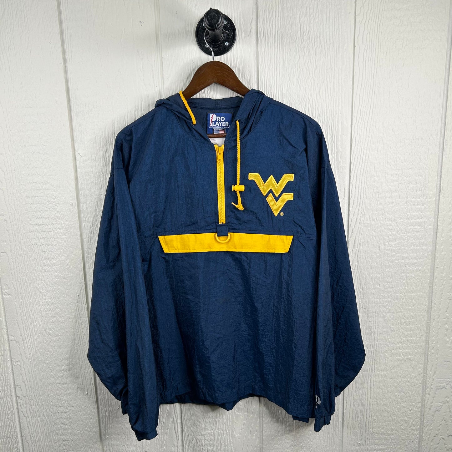 Vintage 90's Embroidered Flying WVU 1/4 Zip Windbreaker (M)