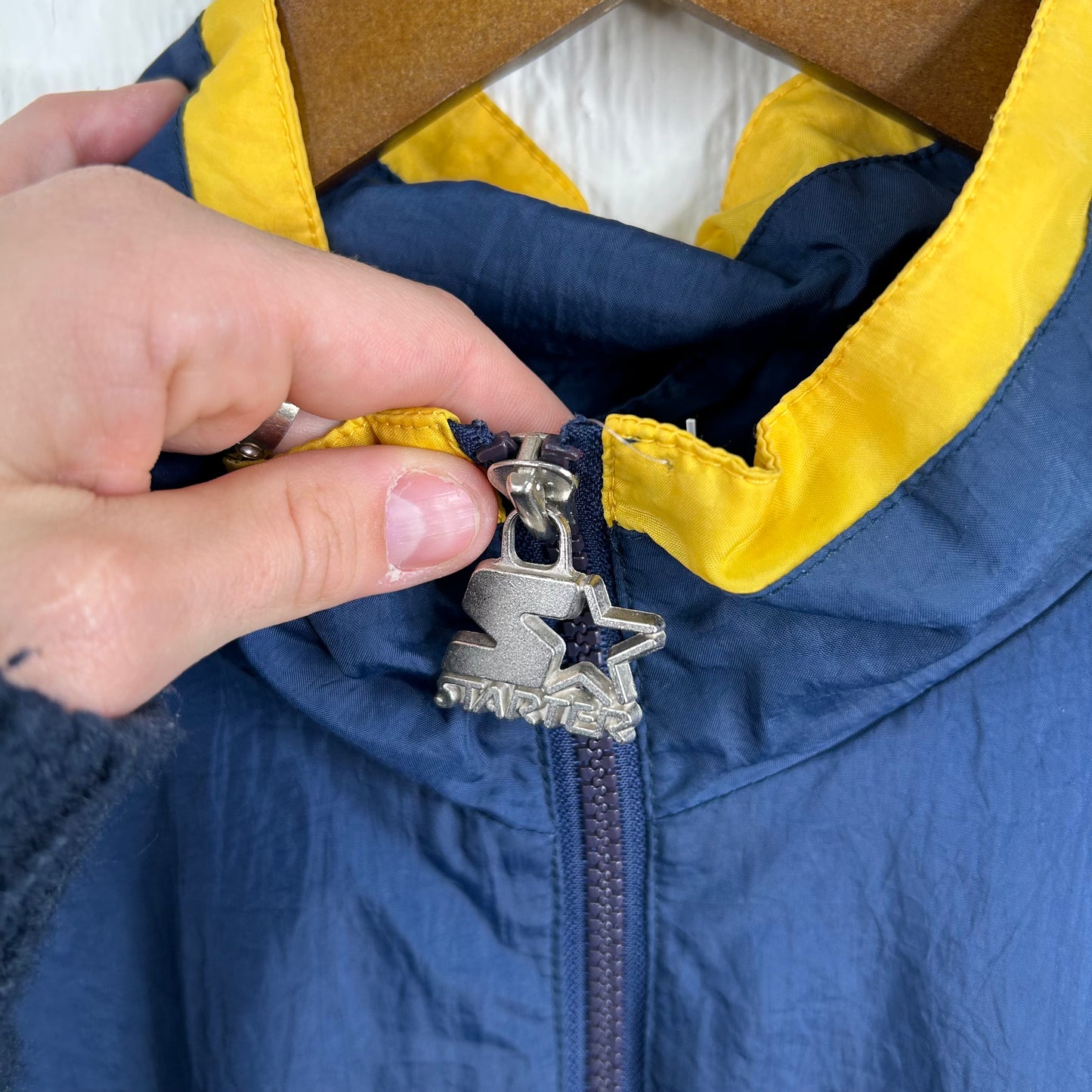 Vintage 90's West Virginia University Starter Full-Zip Windbreaker (XL)