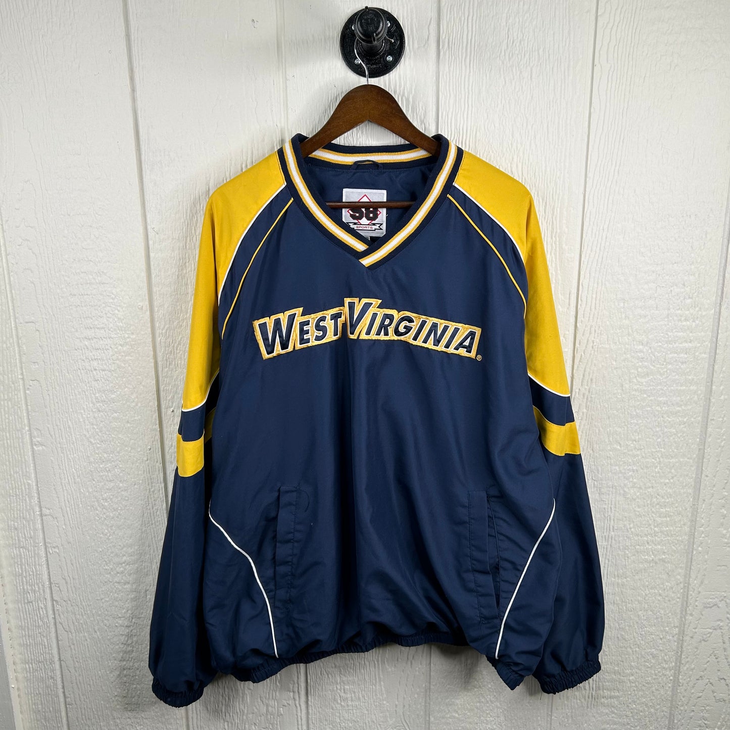 Vintage 90's West Virginia University V-Neck Windbreaker (XXL)
