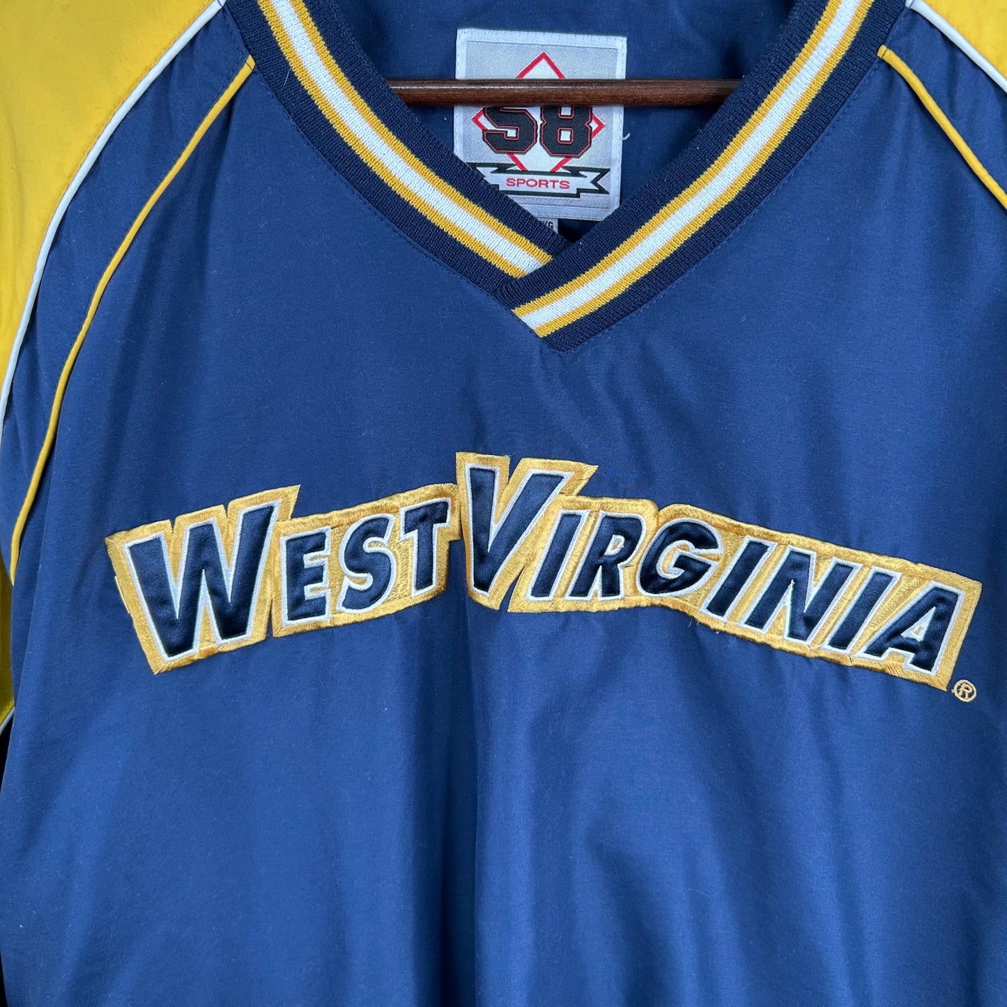 Vintage 90's West Virginia University V-Neck Windbreaker (XXL)
