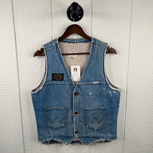 Vintage 90's Wrangler Sherpa Lined Harley Davidson Vest (M)