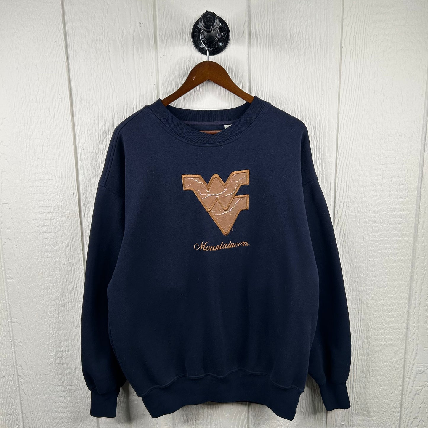 Vintage 90's Flying WV Leather Logo Crewneck (L)